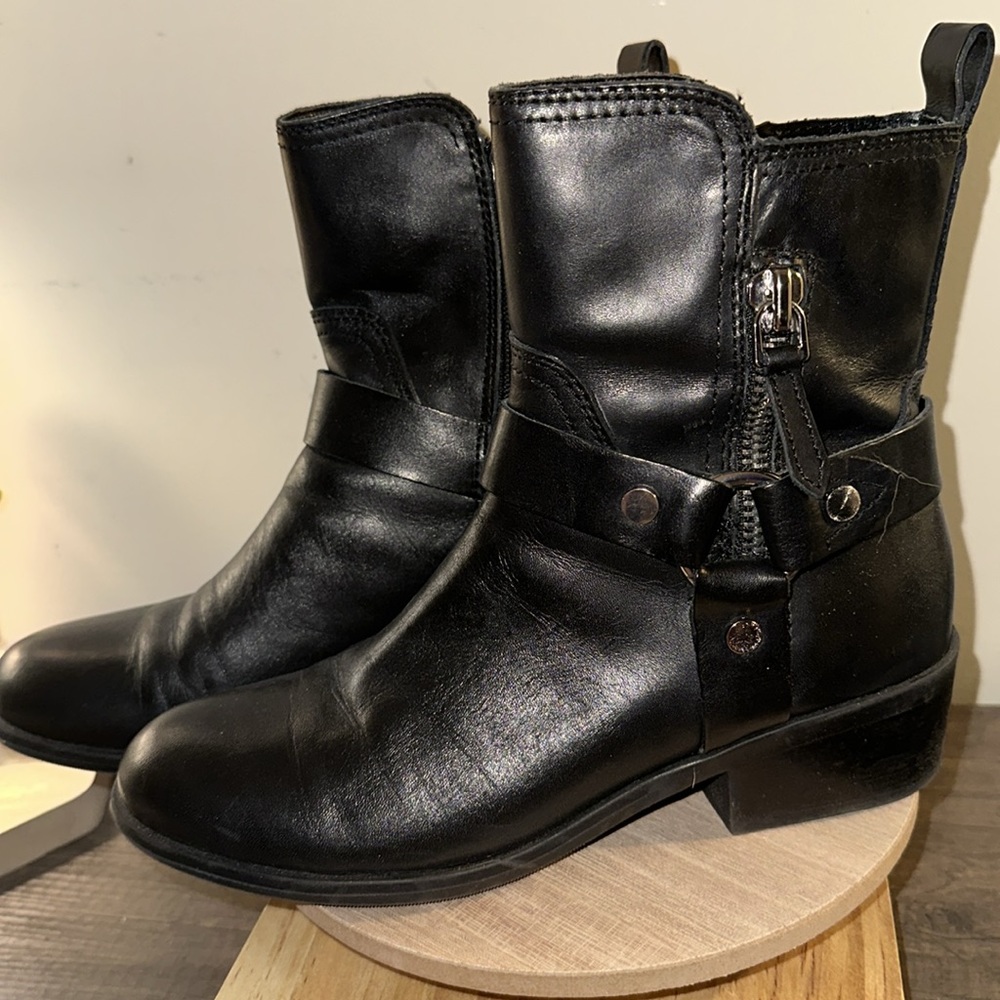 Marc Fisher Dalary Black Leather Mid Calf Boot